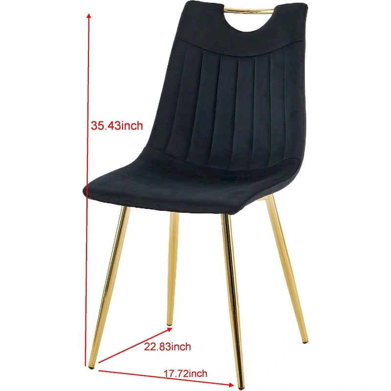 Sedie da pranzo senza braccioli con gambe dorate (set da 4)