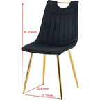 Sedie da pranzo senza braccioli con gambe dorate (set da 4)