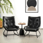 Poltrona Wingback con gambe in metallo, set da 2