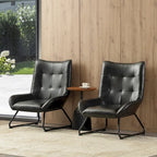 Poltrona Wingback con gambe in metallo, set da 2