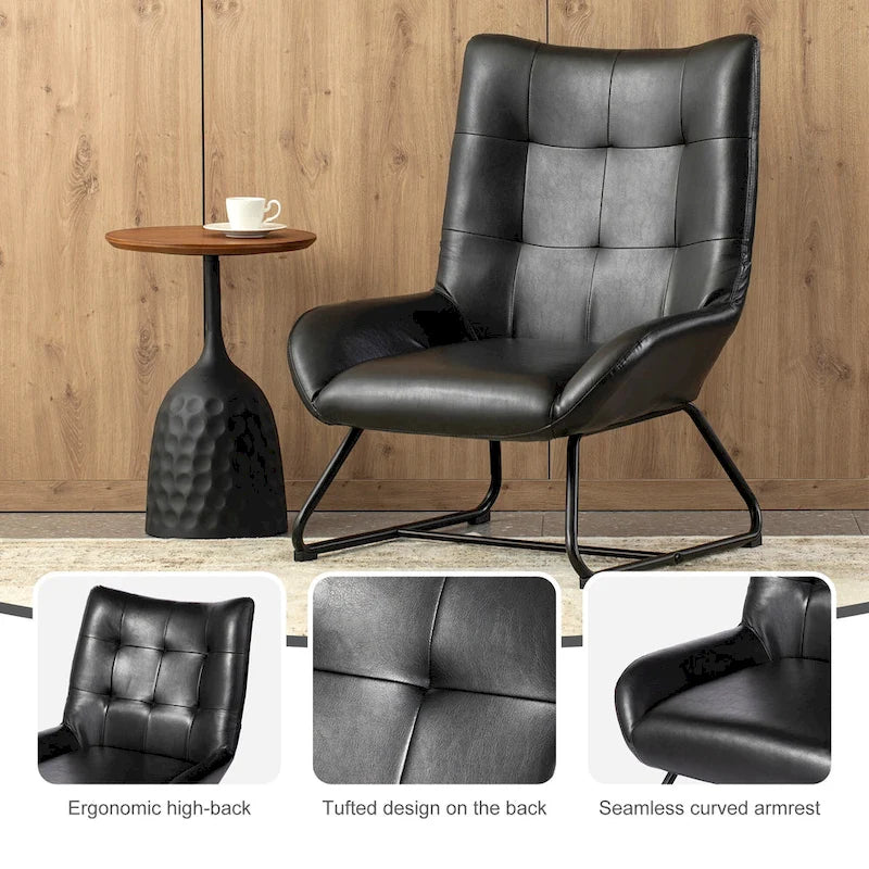 Poltrona Wingback con gambe in metallo, set da 2