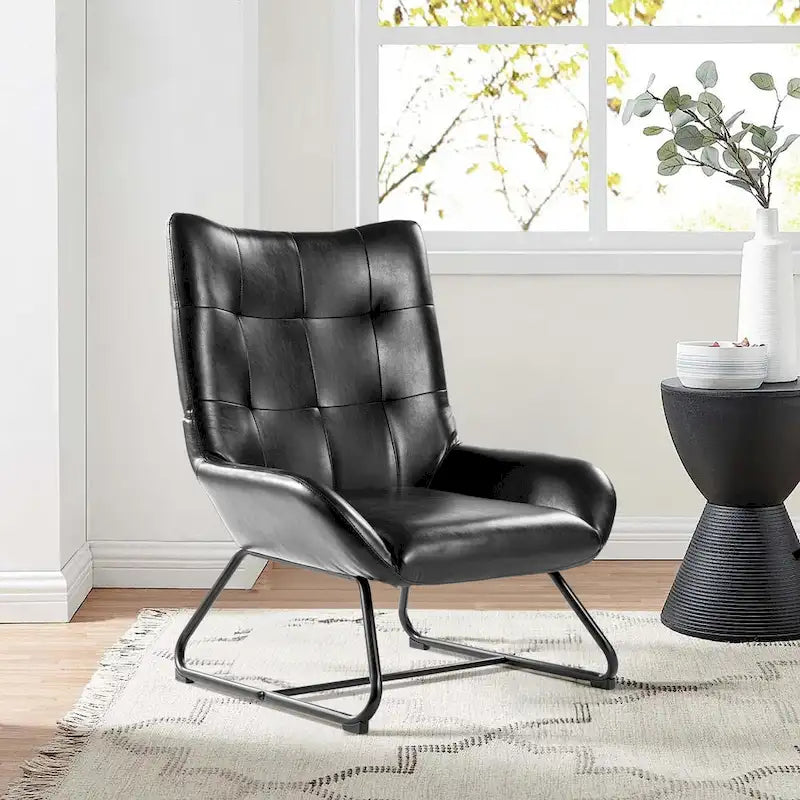 Poltrona Wingback con gambe in metallo, set da 2