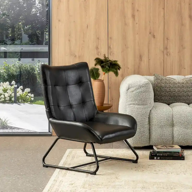 Poltrona Wingback con gambe in metallo, set da 2