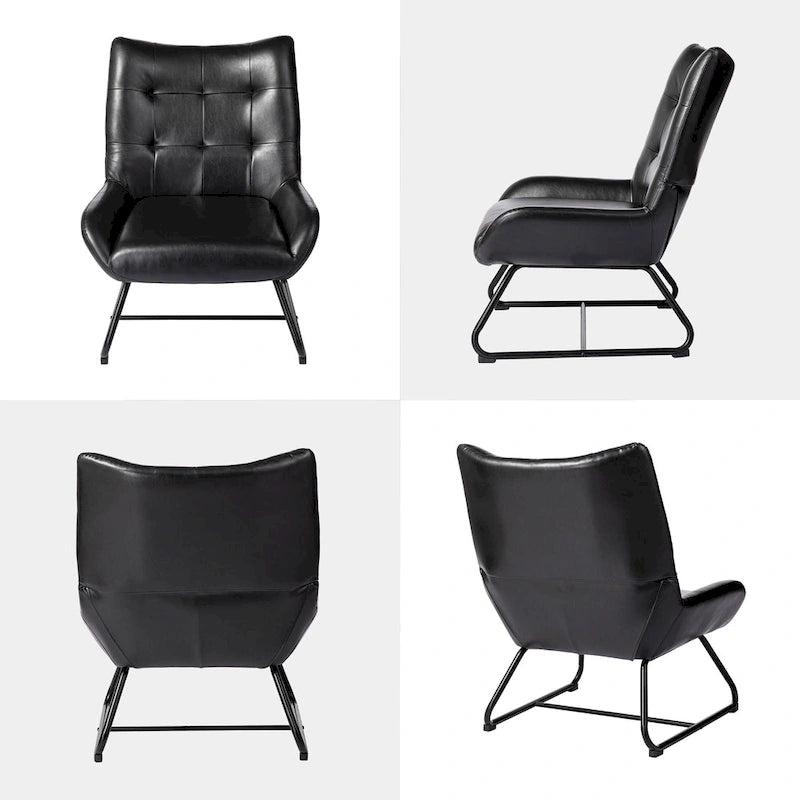 Poltrona Wingback con gambe in metallo, set da 2