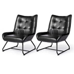 Poltrona Wingback con gambe in metallo, set da 2