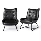 Poltrona Wingback con gambe in metallo, set da 2