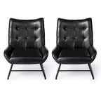 Poltrona Wingback con gambe in metallo, set da 2