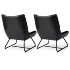 Poltrona Wingback con gambe in metallo, set da 2