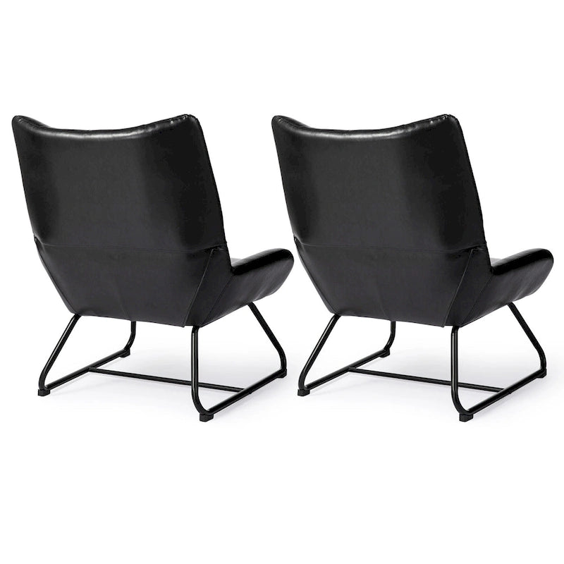 Poltrona Wingback con gambe in metallo, set da 2