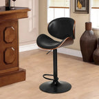 Sgabello da Bar in Legno Curvato Regolabile Girevole in PU in Stile Mid-Century