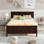 Letto a piattaforma matrimoniale in legno con testiera e supporto a doghe in legno