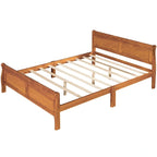 Letto a piattaforma matrimoniale in legno con testiera e supporto a doghe in legno