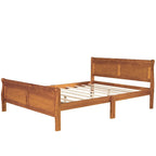 Letto a piattaforma matrimoniale in legno con testiera e supporto a doghe in legno