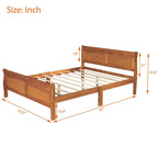 Letto a piattaforma matrimoniale in legno con testiera e supporto a doghe in legno