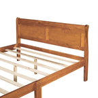 Letto a piattaforma matrimoniale in legno con testiera e supporto a doghe in legno