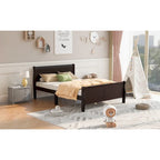Letto a piattaforma matrimoniale in legno con testiera e supporto a doghe in legno