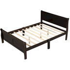 Letto a piattaforma matrimoniale in legno con testiera e supporto a doghe in legno