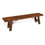 Reggie Bench, 72 Inch Brown Mahogany Wood, Metal Turnbuckle Accents
