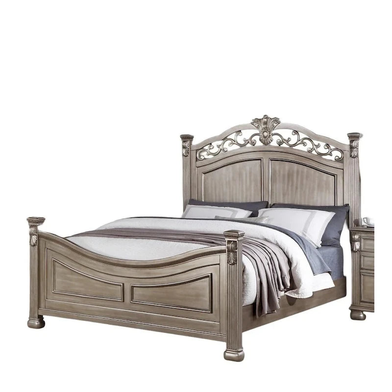 Struttura letto in stile transizionale, argento anticato