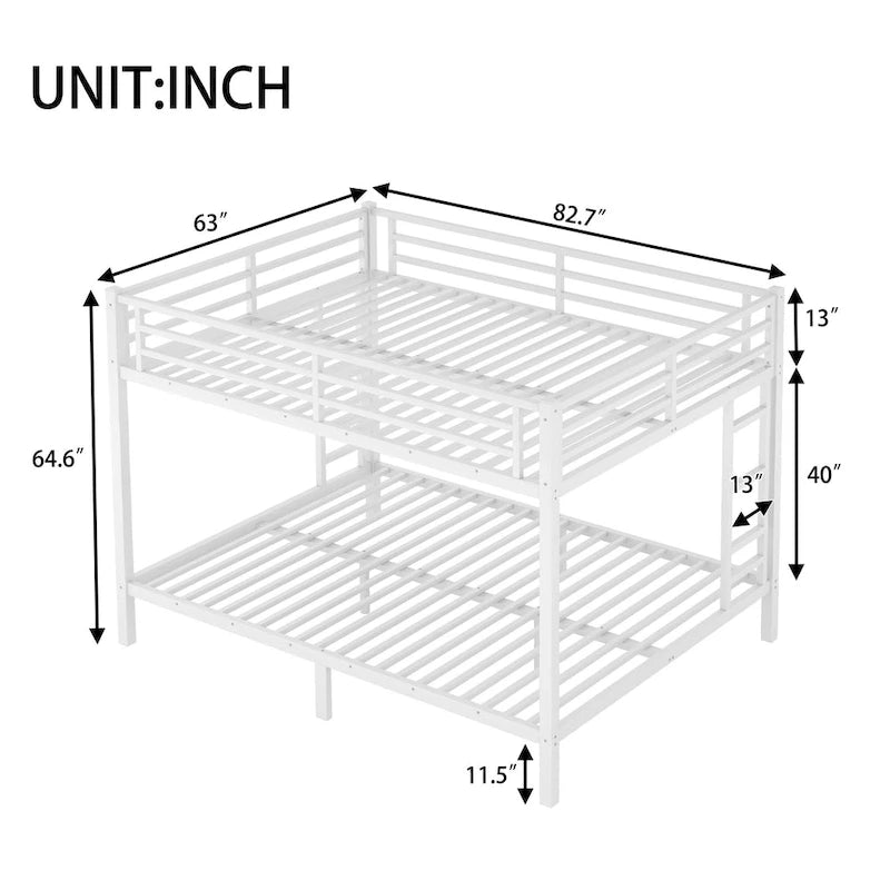 Letto a Castello in Metallo Queen Over Queen – Struttura in Acciaio Resistente, Bianco