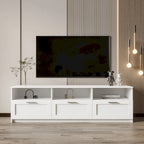 Mobile TV bianco da 70" con ripiani aperti e cassetti