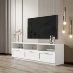 Mobile TV bianco da 70" con ripiani aperti e cassetti