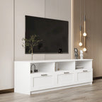 Mobile TV bianco da 70" con ripiani aperti e cassetti