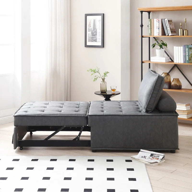 Pouf letto a scomparsa multifunzione in similpelle da 99 cm con schienale rimovibile