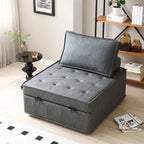 Pouf letto a scomparsa multifunzione in similpelle da 99 cm con schienale rimovibile