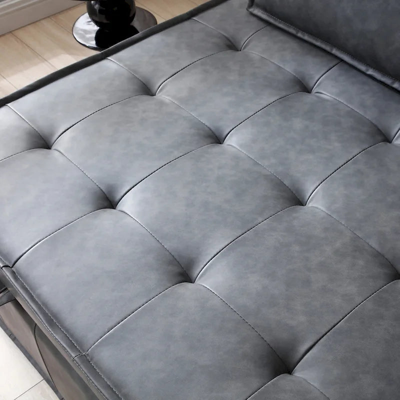 Pouf letto a scomparsa multifunzione in similpelle da 99 cm con schienale rimovibile