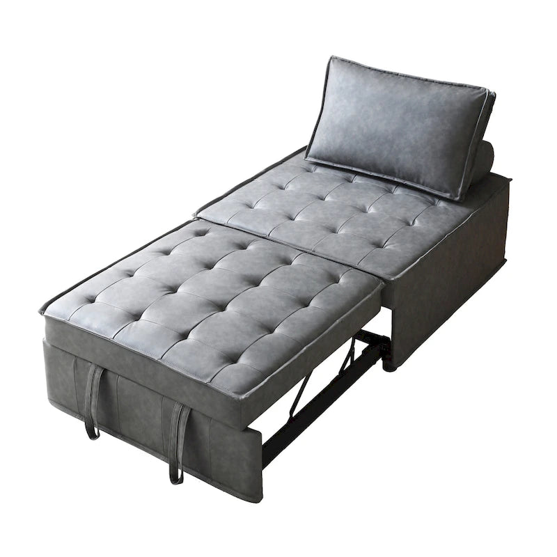 Pouf letto a scomparsa multifunzione in similpelle da 99 cm con schienale rimovibile