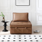 Pouf letto a scomparsa multifunzione in similpelle da 99 cm con schienale rimovibile