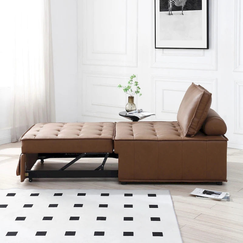 Pouf letto a scomparsa multifunzione in similpelle da 99 cm con schienale rimovibile