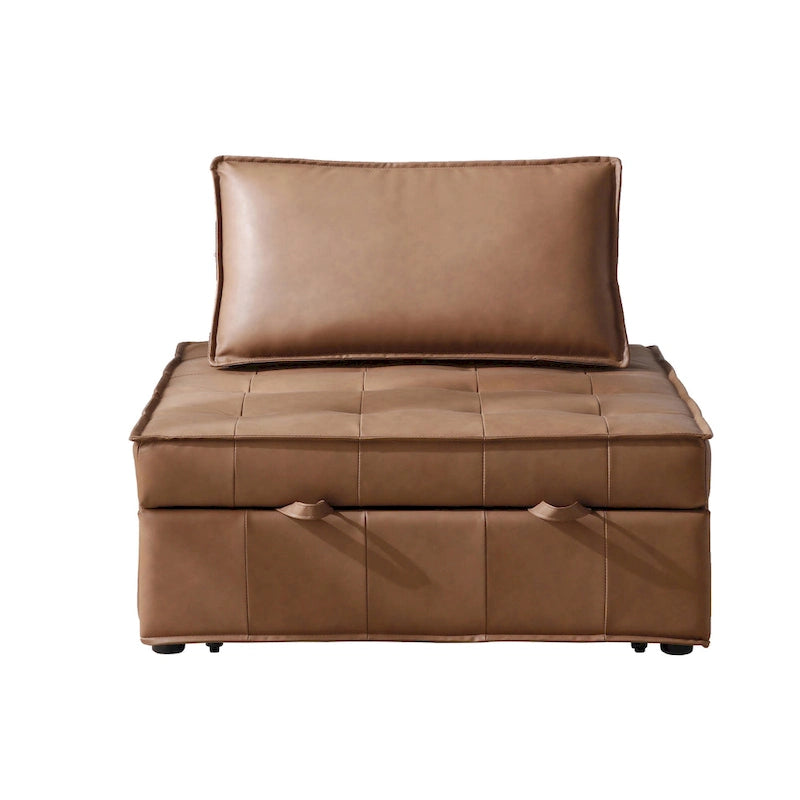 Pouf letto a scomparsa multifunzione in similpelle da 99 cm con schienale rimovibile