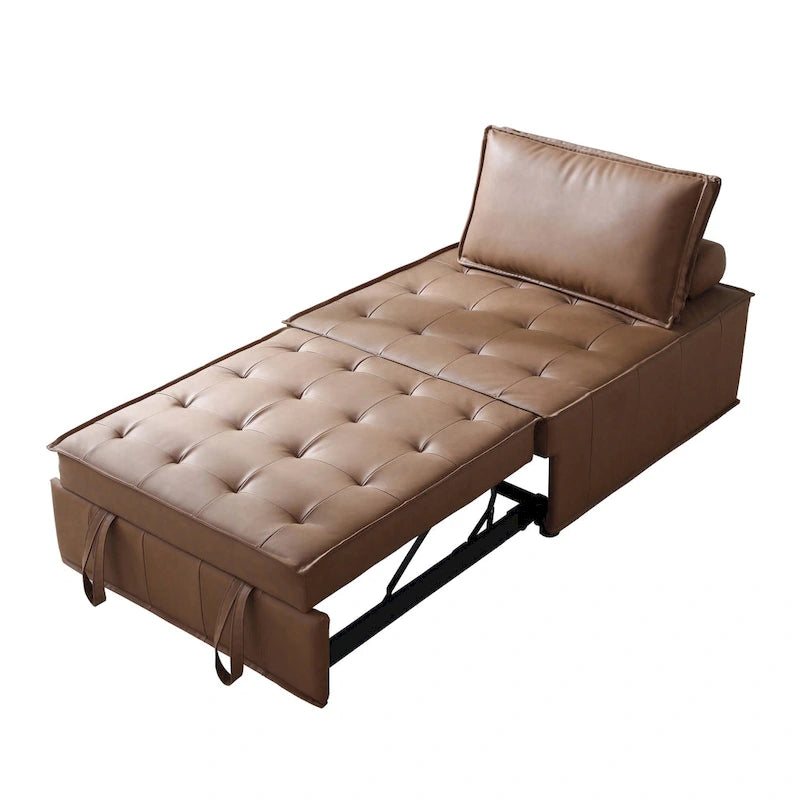 Pouf letto a scomparsa multifunzione in similpelle da 99 cm con schienale rimovibile