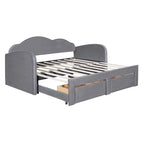 Letto a giorno imbottito singolo con rotelle, 2 cassetti portaoggetti e porte USB, Beige