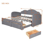 Letto a giorno imbottito singolo con rotelle, 2 cassetti portaoggetti e porte USB, Beige