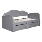 Letto a giorno imbottito singolo con rotelle, 2 cassetti portaoggetti e porte USB, Beige