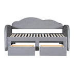 Letto a giorno imbottito singolo con rotelle, 2 cassetti portaoggetti e porte USB, Beige
