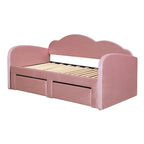 Letto a giorno imbottito singolo con rotelle, 2 cassetti portaoggetti e porte USB, Beige