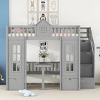 Letto a castello con scrivania trasformabile – Grigio