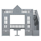 Letto a castello con scrivania trasformabile – Grigio