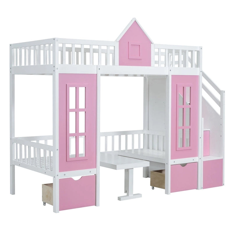 Letto a castello con scrivania trasformabile – Grigio