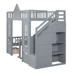 Letto a castello con scrivania trasformabile – Grigio