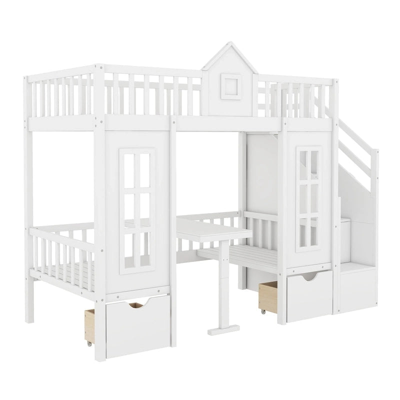 Letto a castello con scrivania trasformabile – Grigio