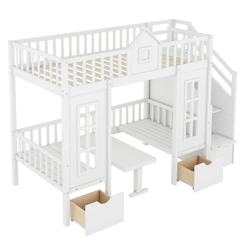 Letto a castello con scrivania trasformabile – Grigio