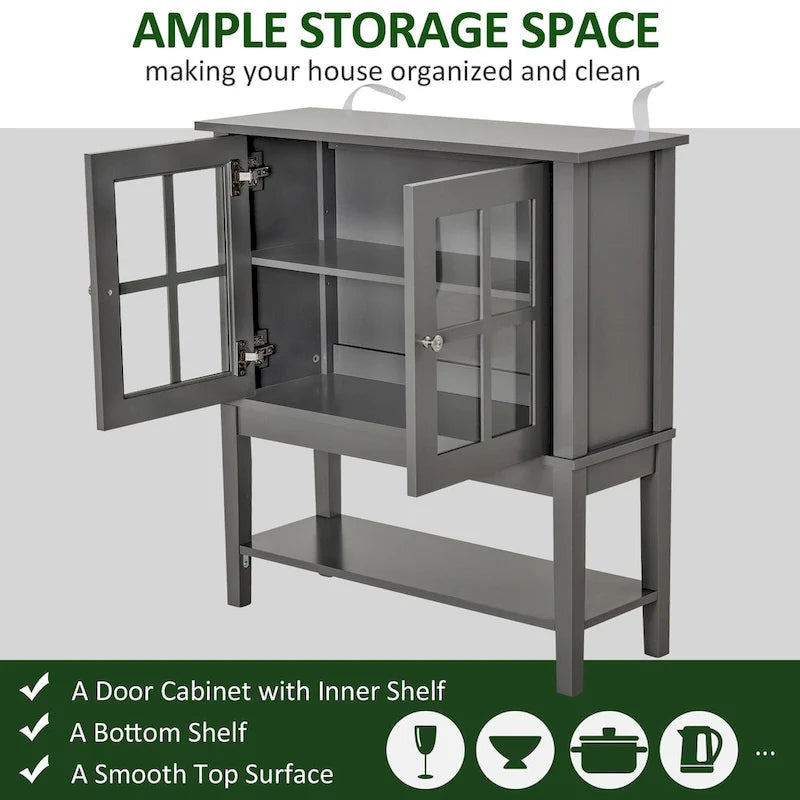 Credenza e mobile buffet moderno da cucina con 2 ante in vetro