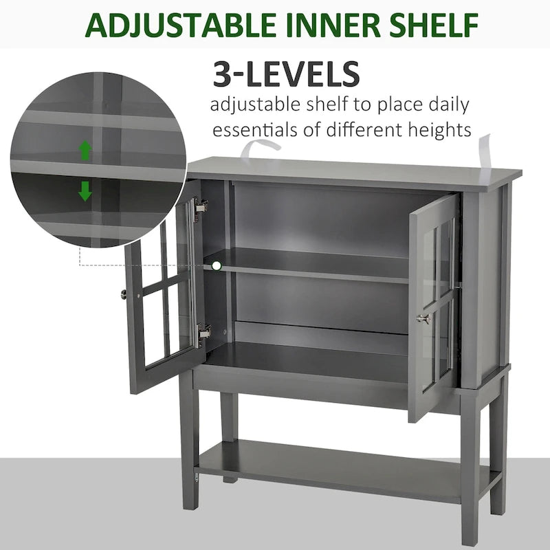 Credenza e mobile buffet moderno da cucina con 2 ante in vetro