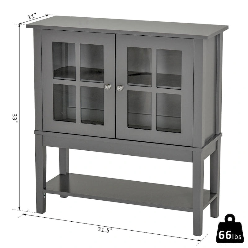 Credenza e mobile buffet moderno da cucina con 2 ante in vetro