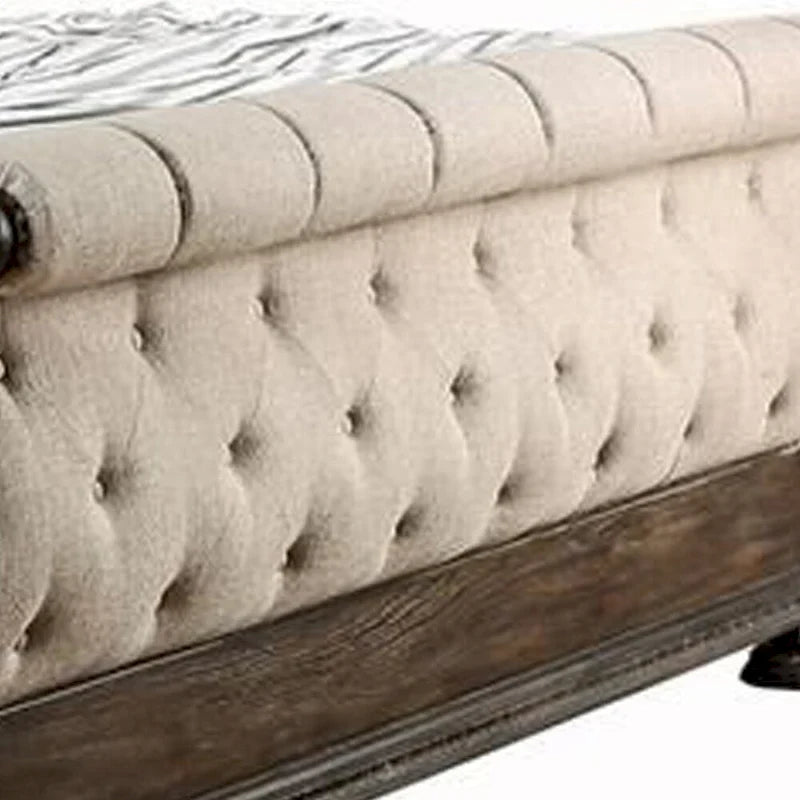 Letto matrimoniale king size con testiera e pediera a slitta, marrone